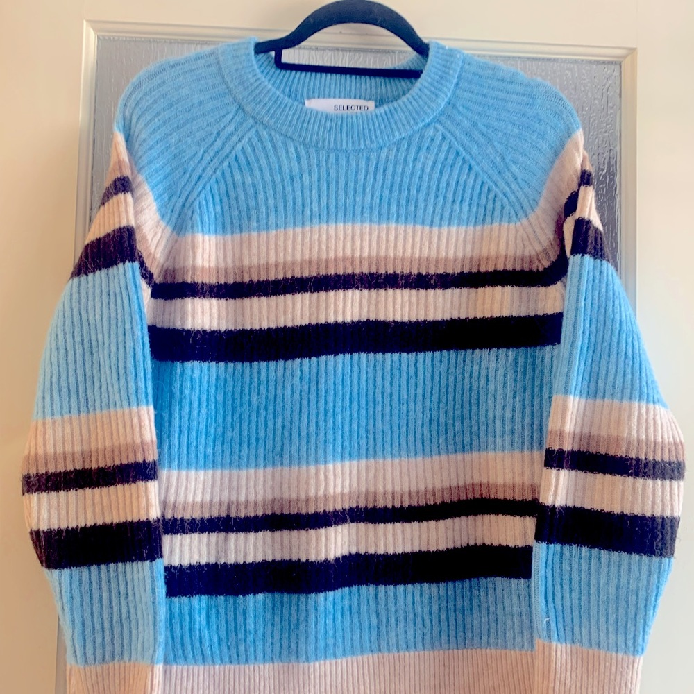 Blue Sweater with Brown Stripes (Med)